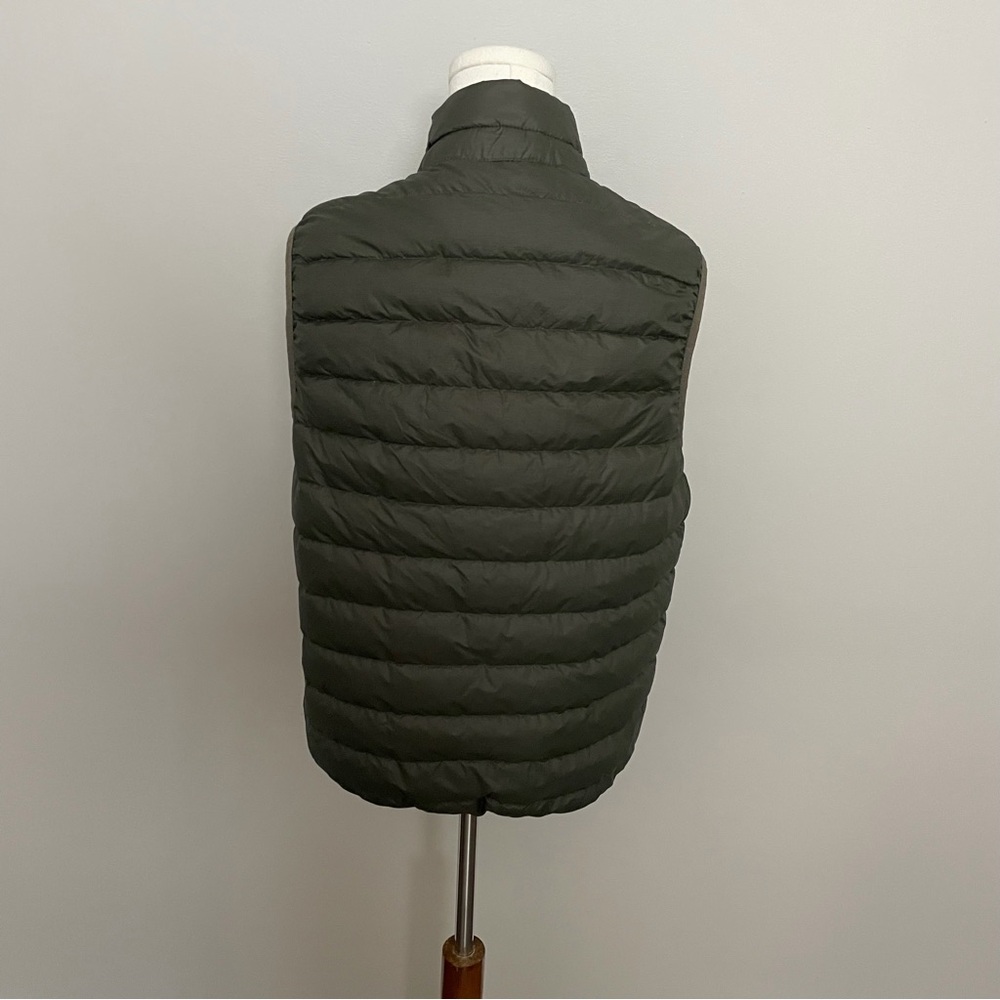Hawk & Co Vest Puffer Reversible Duck Down Pockets Lightweight Olive Green Tan - Picture 10 of 15